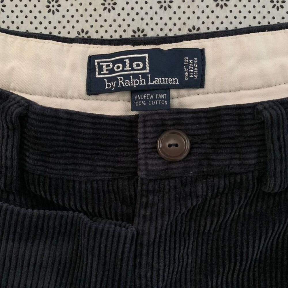 Polo Ralph Lauren Cords Andrew Pant Navy Corduroy Vintage Pleated Trouser 36x36